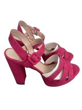 Limelight Womens Block Heel Sandals Size 11 Hot Pink Adjustable Ankle Strap
